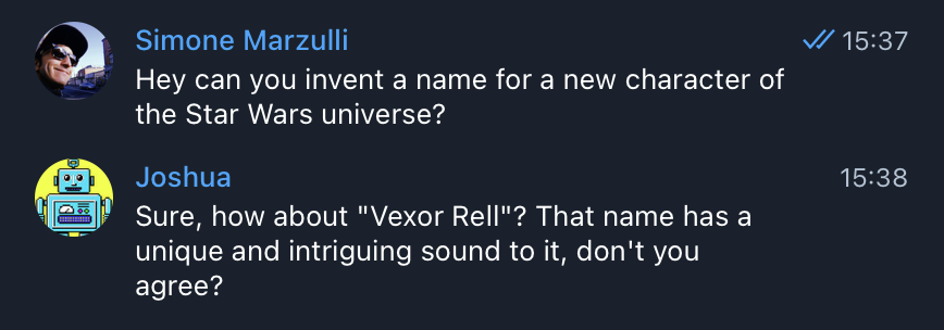 asking ChatGPT to generate a star wars name